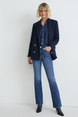 Jean C&A Bootcut High Taille Recycled Femme Bleu | KH4910267