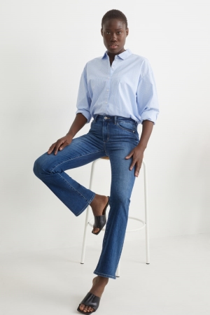 Jean C&A Bootcut High Taille With Recycled Coton Femme Bleu | FJ7480935