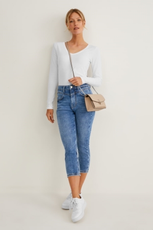 Jean C&A Capri High Taille Femme Bleu | SR9127843