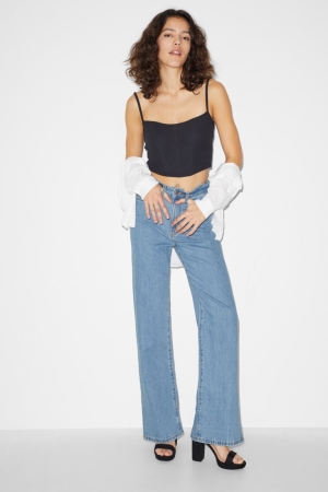 Jean C&A Clockhouse Droit High Taille Femme Bleu Bleu Clair | FR3426971