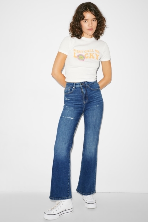 Jean C&A Clockhouse Flared High Taille Femme Bleu | UV6028354