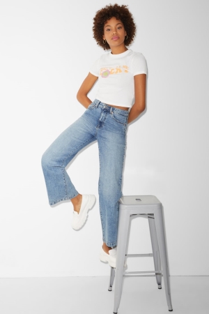 Jean C&A Clockhouse Larges Leg High Taille Femme Bleu Bleu Clair | CB1498056