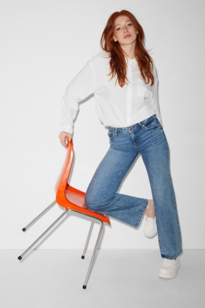 Jean C&A Clockhouse Larges Leg High Taille Recycled Femme Bleu | FJ1938750