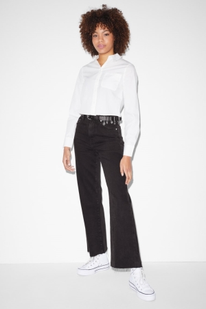 Jean C&A Clockhouse Larges Leg High Taille Recycled Femme Noir | GS9743562