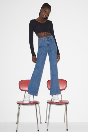 Jean C&A Clockhouse Larges Leg High Taille Femme Bleu | KG2718953