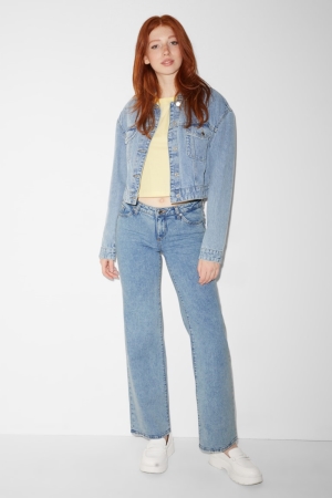 Jean C&A Clockhouse Larges Leg High Taille Recycled Femme Bleu Bleu Clair | RF0258936