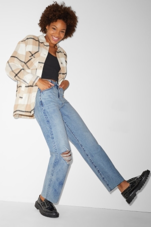 Jean C&A Clockhouse Loose Fit High Taille Femme Bleu Bleu Clair | FI0423867