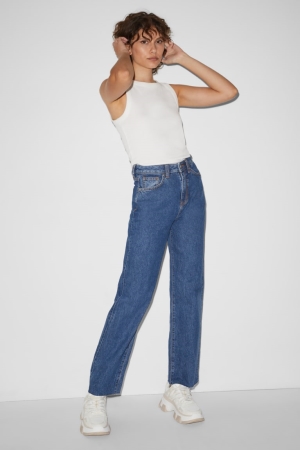 Jean C&A Clockhouse Loose Fit High Taille Femme Bleu | UK7642089