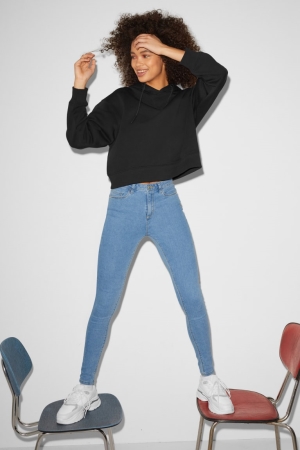 Jean C&A Clockhouse Mince High Taille Femme Bleu Bleu Clair | WY9285147