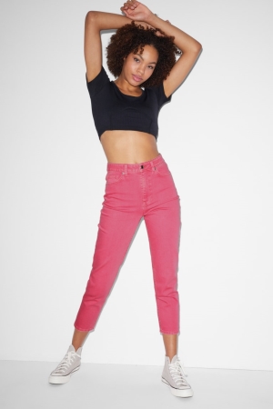 Jean C&A Clockhouse Mom High Taille Femme Rose | EU6321049