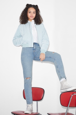 Jean C&A Clockhouse Mom High Taille Femme Bleu Bleu Clair | FB4526308