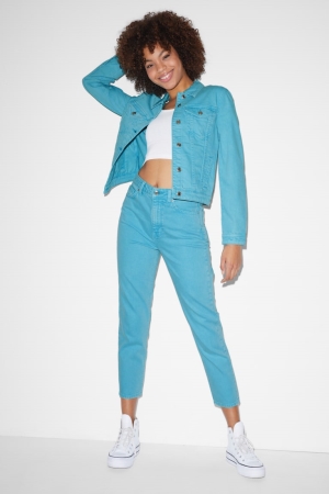 Jean C&A Clockhouse Mom High Taille Femme Turquoise | ON9302587