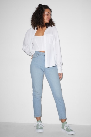 Jean C&A Clockhouse Mom High Taille Femme Bleu Bleu Clair | PV3520189