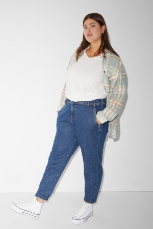 Jean C&A Clockhouse Mom High Taille Recycled Femme Bleu | KU0396251