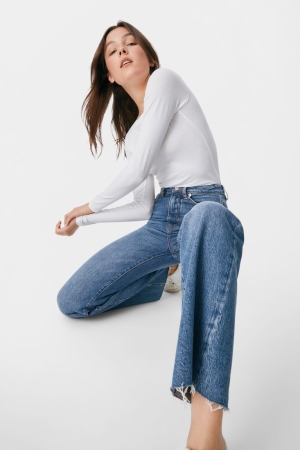 Jean C&A Clockhouse Relaxed High Taille Recycled Femme Bleu | IH4682971