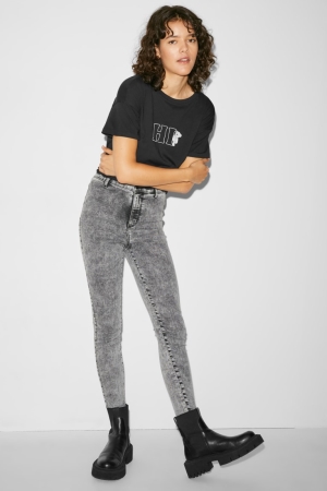 Jean C&A Clockhouse Super Mince High Taille Femme Bleu Grise | FX2738450