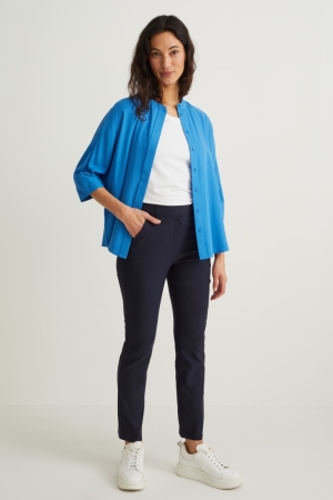 Jean C&A Cloth Mid-rise Taille Slim Fit With Lenzing™ Ecovero™ Femme Bleu Foncé | BR3278146