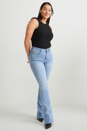 Jean C&A Curvy High Taille Bootcut Lycra® Femme Bleu Bleu Clair | MS7024583