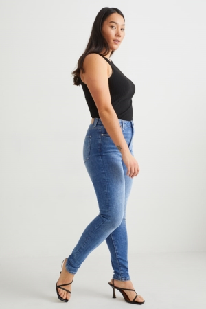Jean C&A Curvy High Taille Mince Fit Lycra® Recycled Femme Bleu | WP8193760