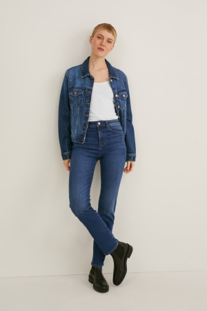 Jean C&A Droit High Taille Lycra® Femme Bleu | CZ2358901