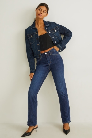 Jean C&A Droit High Taille Lycra® Femme Bleu | GH3975684