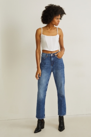 Jean C&A Droit High Taille Lycra® Femme Bleu | HN5102639