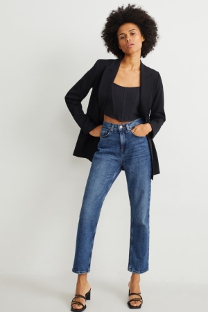 Jean C&A Droit High Taille Lycra® Femme Bleu | PO1423058