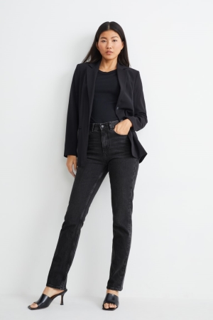 Jean C&A Droit High Taille Lycra® Femme Noir | VR6214095