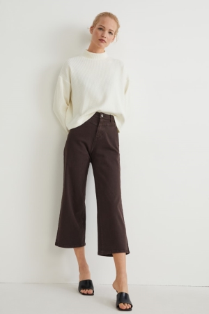 Jean C&A Droit High Taille Lycra® Femme Marron Foncé | VX4107369