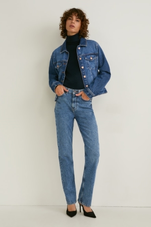 Jean C&A Droit High Taille Lycra® Femme Bleu | ZP9632487