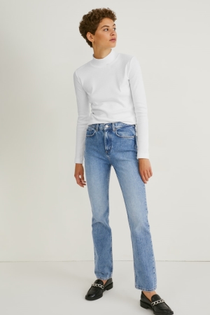 Jean C&A Droit High Taille Recycled Femme Bleu Bleu Clair | YA1627839