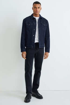 Jean C&A Droit Lycra® With Recycled Coton Homme Bleu Bleu Foncé | IY9421637