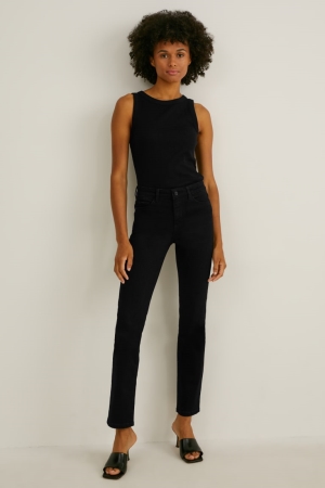 Jean C&A Droit Mid-rise Taille Femme Noir | RZ9084165