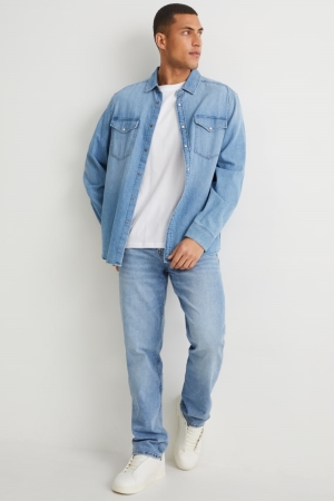 Jean C&A Droit Organic Coton Homme Bleu Bleu Clair | EL9586201