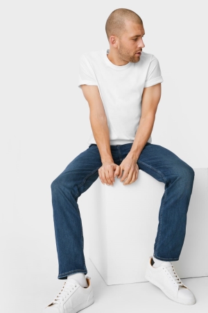 Jean C&A Droit Thermal Lycra® Recycled Homme Bleu Bleu Foncé | FO6978315