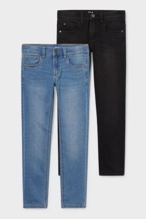 Jean C&A Extended Sizes Multipack Of 2 Slim Jog Denim Garcon Bleu | ZI3802654