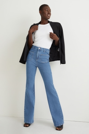 Jean C&A Flared High Taille Lycra® Femme Bleu | HD4731692