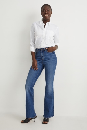 Jean C&A Flared High Taille Lycra® Femme Bleu | MJ8624310