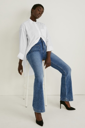 Jean C&A Flared High Taille Lycra® Femme Bleu | OL6924857