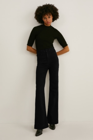 Jean C&A Flared High Taille Shaping Lycra® Recycled Femme Noir | CF4381529