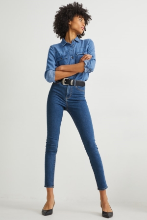 Jean C&A Jegging High Taille Lycra® Femme Bleu | EB2035894