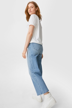 Jean C&A Larges Leg High Taille Femme Bleu Bleu Clair | TG8015632