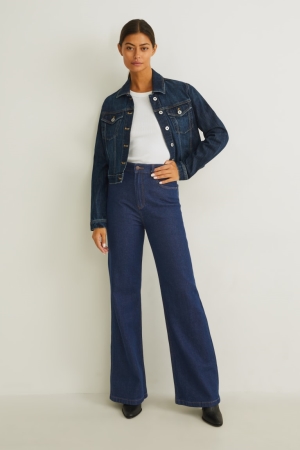 Jean C&A Loose Fit High Taille Lycra® Femme Bleu Bleu Foncé | MD6120973
