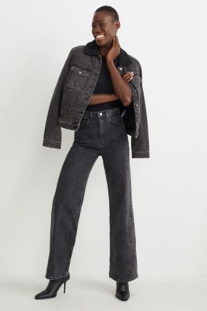 Jean C&A Loose Fit High Taille Lycra® Recycled Femme Bleu Grise | AS0863712