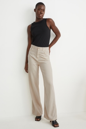 Jean C&A Loose Fit High Taille Recycled Femme Beige | YE9241765