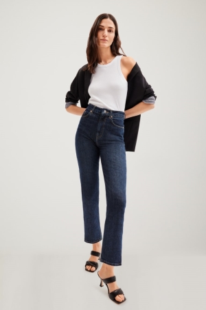 Jean C&A Made In Eu Droit High Taille Organic Coton Femme Bleu | XK0163284