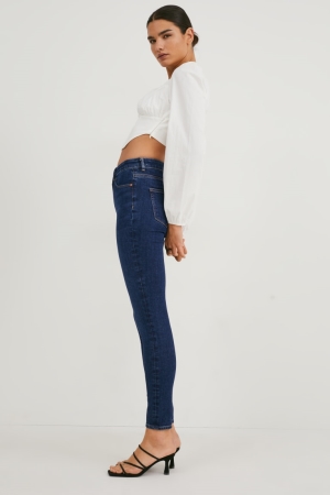 Jean C&A Made In Eu Mince High Taille Organic Coton Femme Bleu | TC2403859