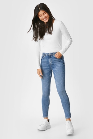 Jean C&A Mince High Taille Femme Bleu | PJ0375192
