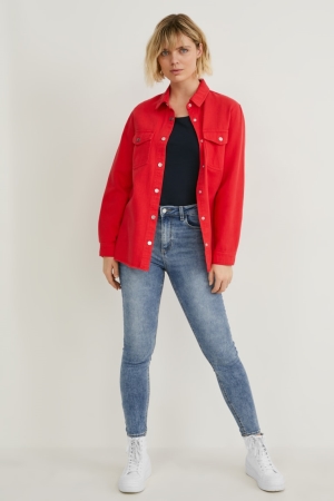 Jean C&A Mince High Taille Femme Bleu Bleu Clair | EB7649352