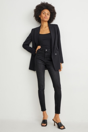 Jean C&A Mince High Taille Lycra® Femme Bleu Grise | KL8794160